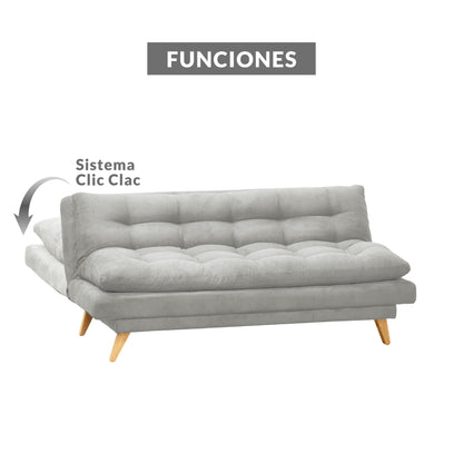 SOFA CAMA NANTES MICROFIBRA  PLATA