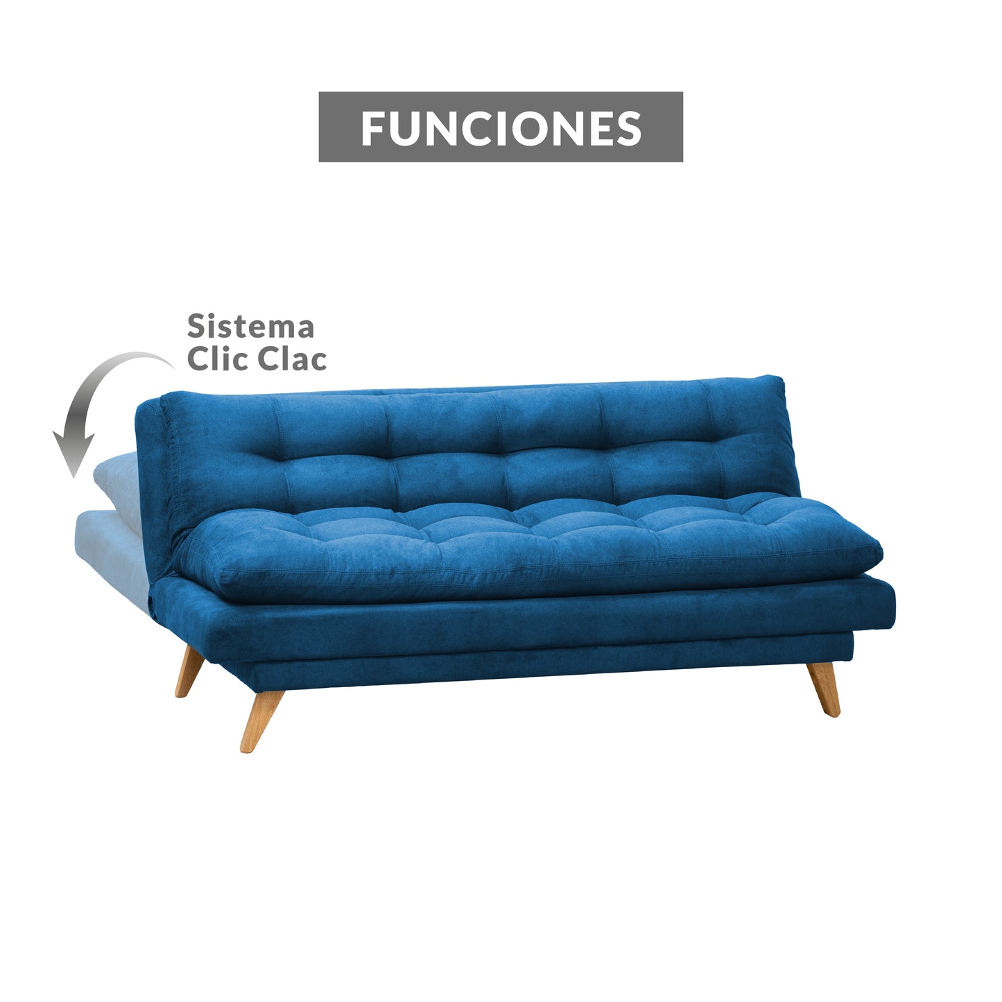 SOFA CAMA NANTES MICROFIBRA  AZUL