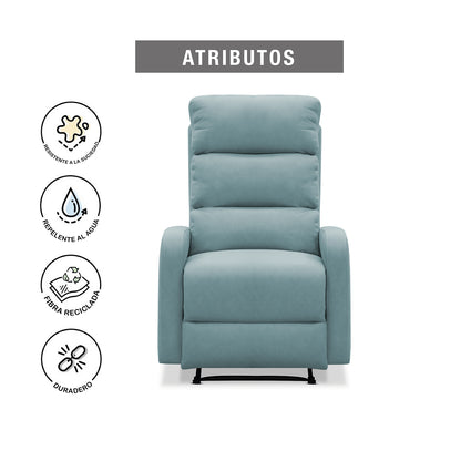 SILLA RECLINABLE ESTÁTICA PEKIN  1 PUESTO TIPO SINTETICO CELESTE