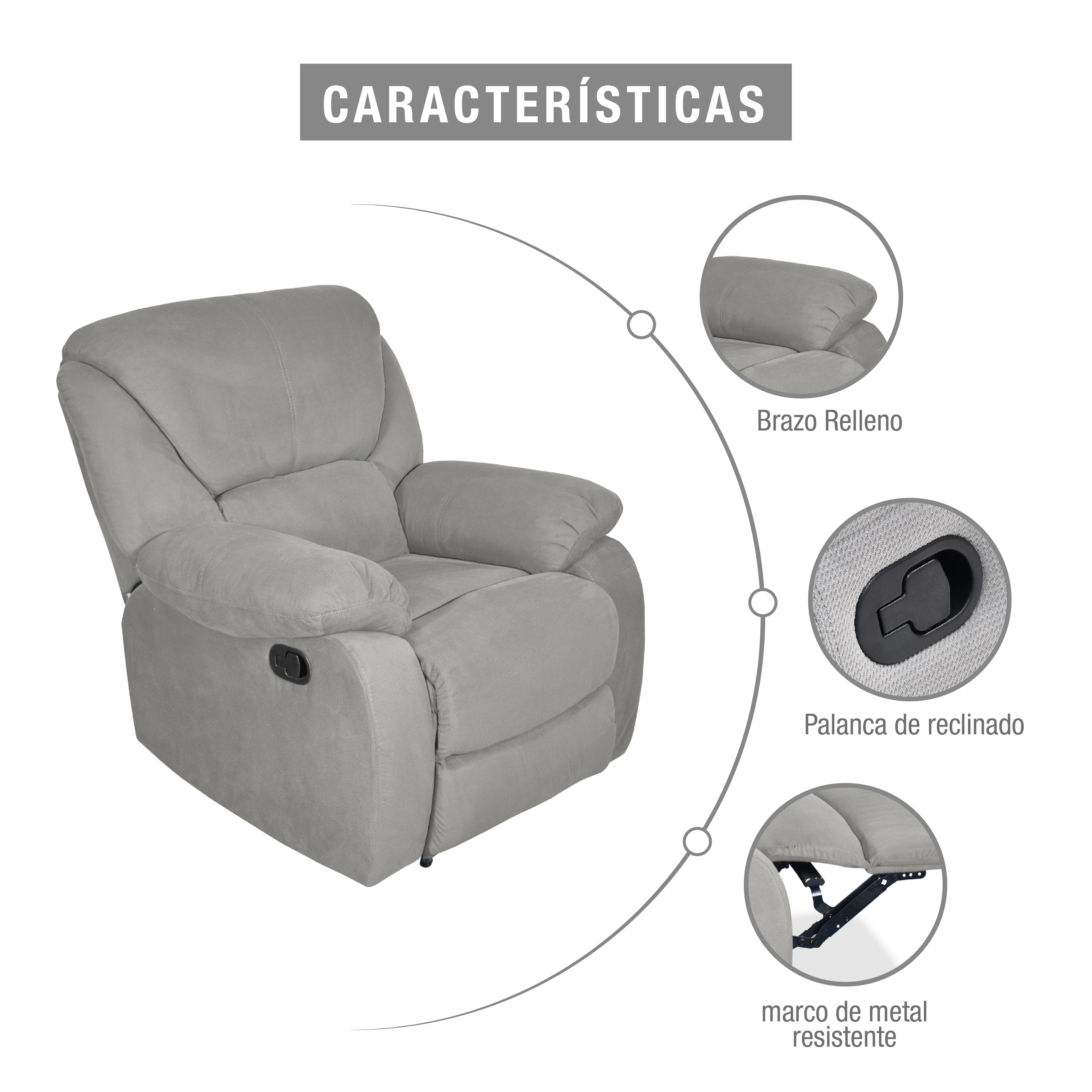 Silla reclinable ohio estatica microfibra plata