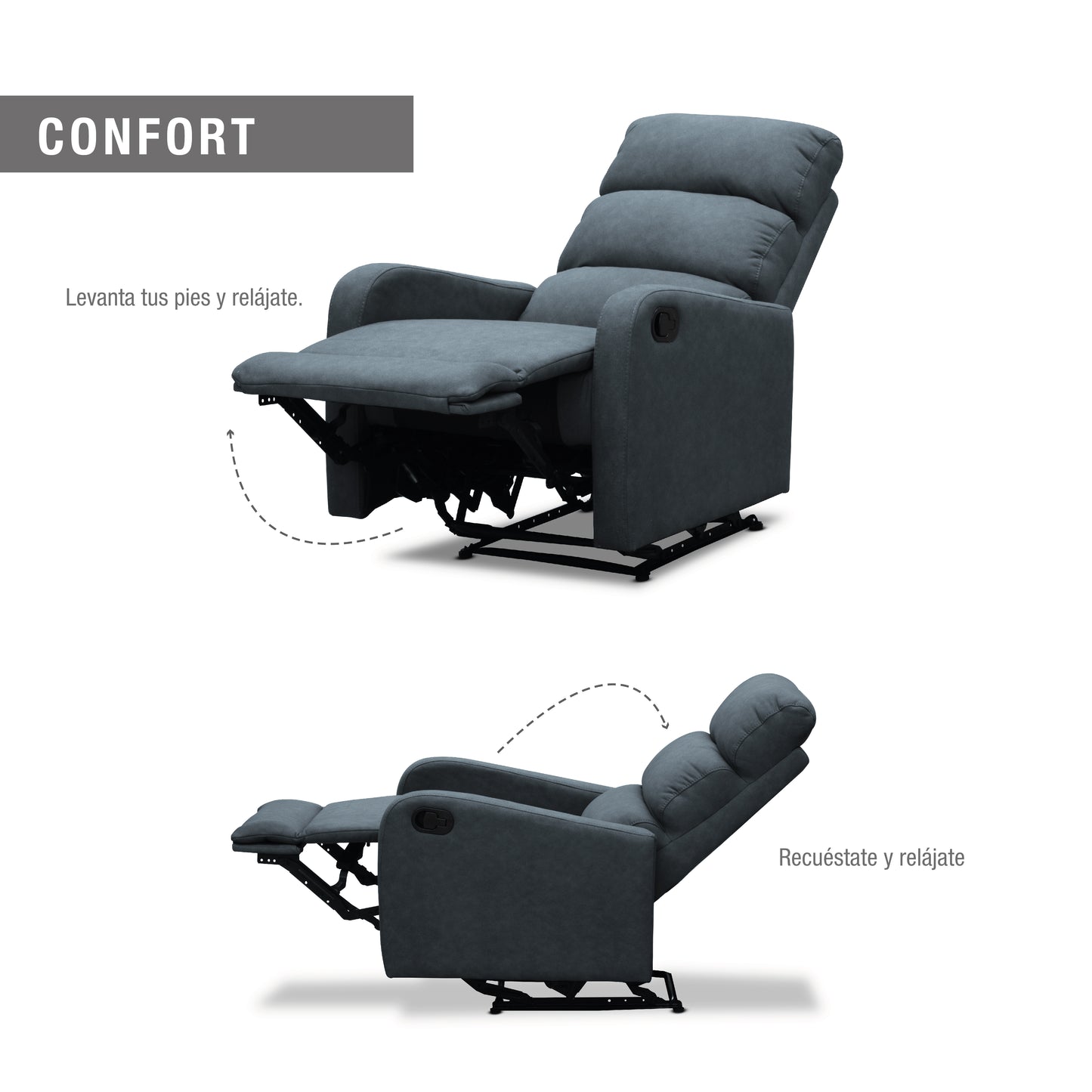 SILLA RECLINABLE ESTÁTICA PEKIN  1 PUESTO  SINTETICO NEGRO