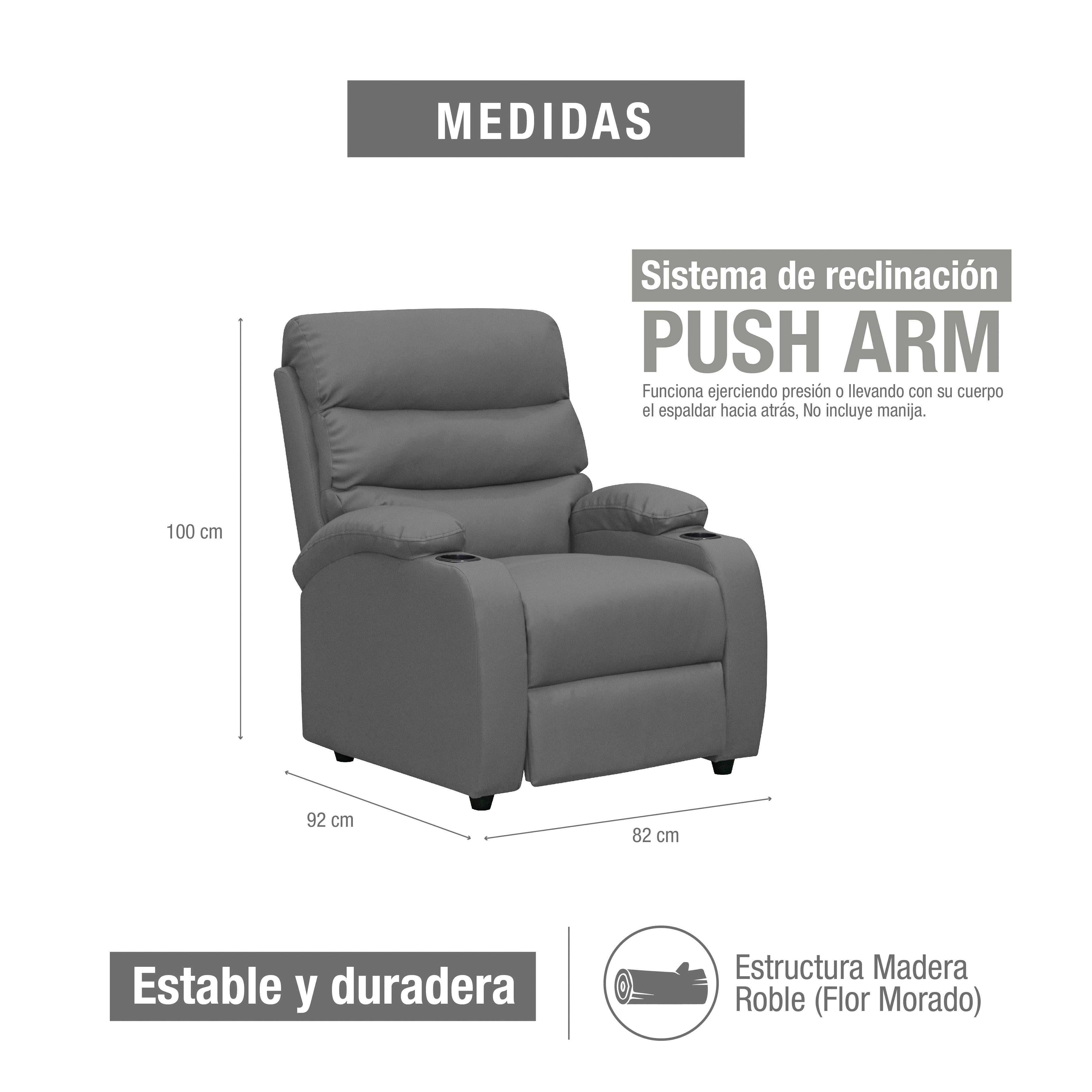 Silla reclinable trevi 1 puesto sintetico gris