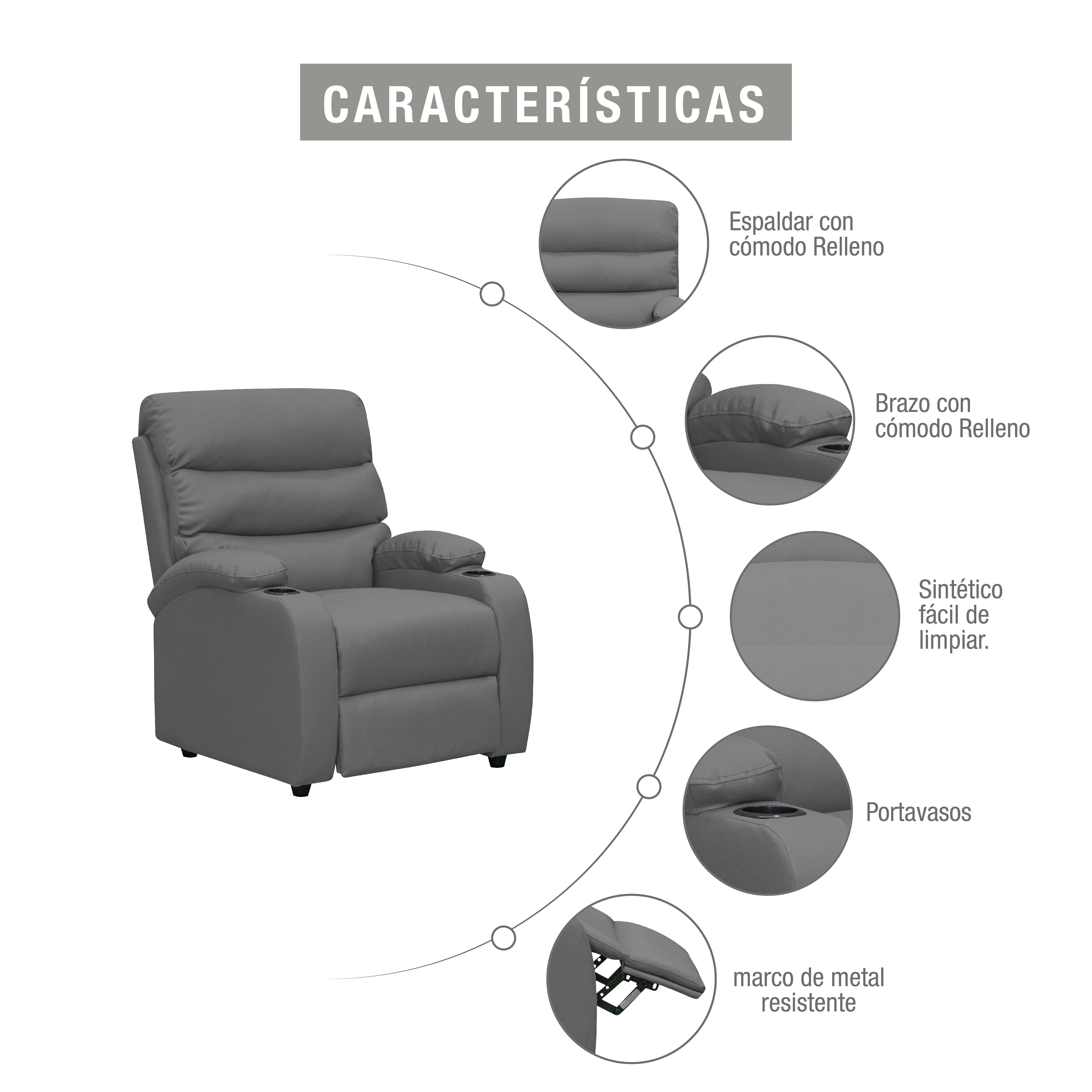 Silla reclinable trevi 1 puesto sintetico gris