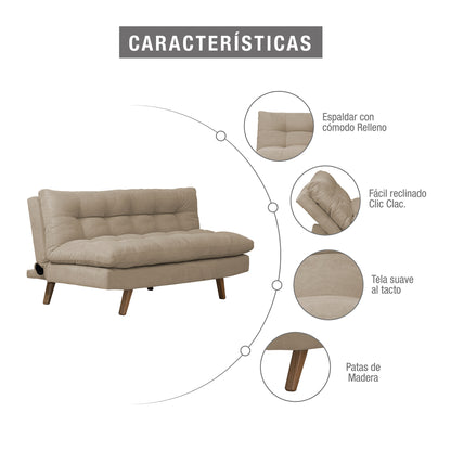 Sofa cama zur natural microfibra camel