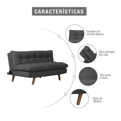 Sofa cama zur natural microfibra plomo