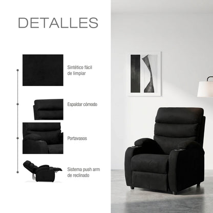 Silla reclinable trevi 1 puesto microfibra NEGRO
