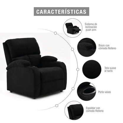 SILLA RECLINABLE AMBER  ESTATICA MICROFIBRA NEGRO