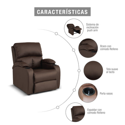 SILLA RECLINABLE AMBER  ESTATICA SINTETICO CHOCOLATE