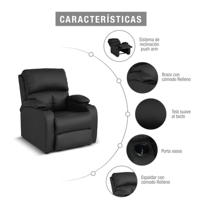 SILLA RECLINABLE AMBER  ESTATICA SINTETICO NEGRO