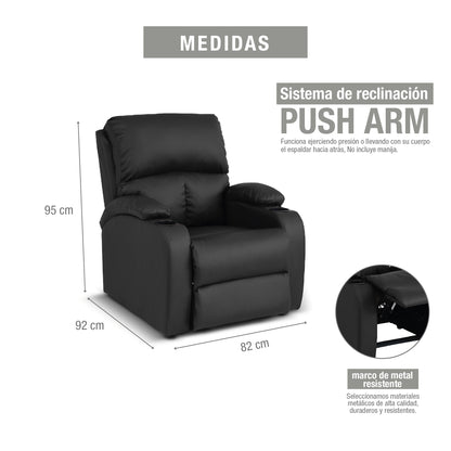 SILLA RECLINABLE AMBER  ESTATICA SINTETICO NEGRO