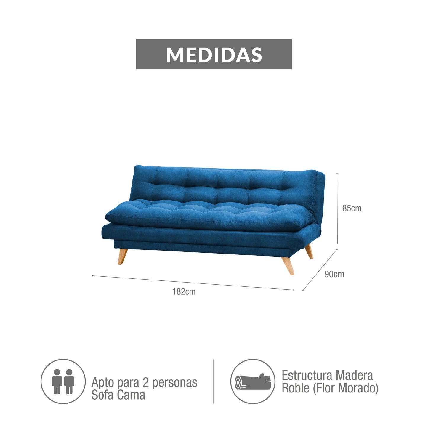 SOFA CAMA NANTES MICROFIBRA  AZUL