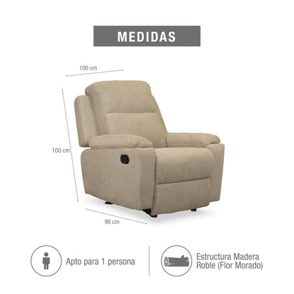 SILLA RECLINABLE ESTÁTICA MARSELLA MECEDORA MICROFIBRA. CAMEL