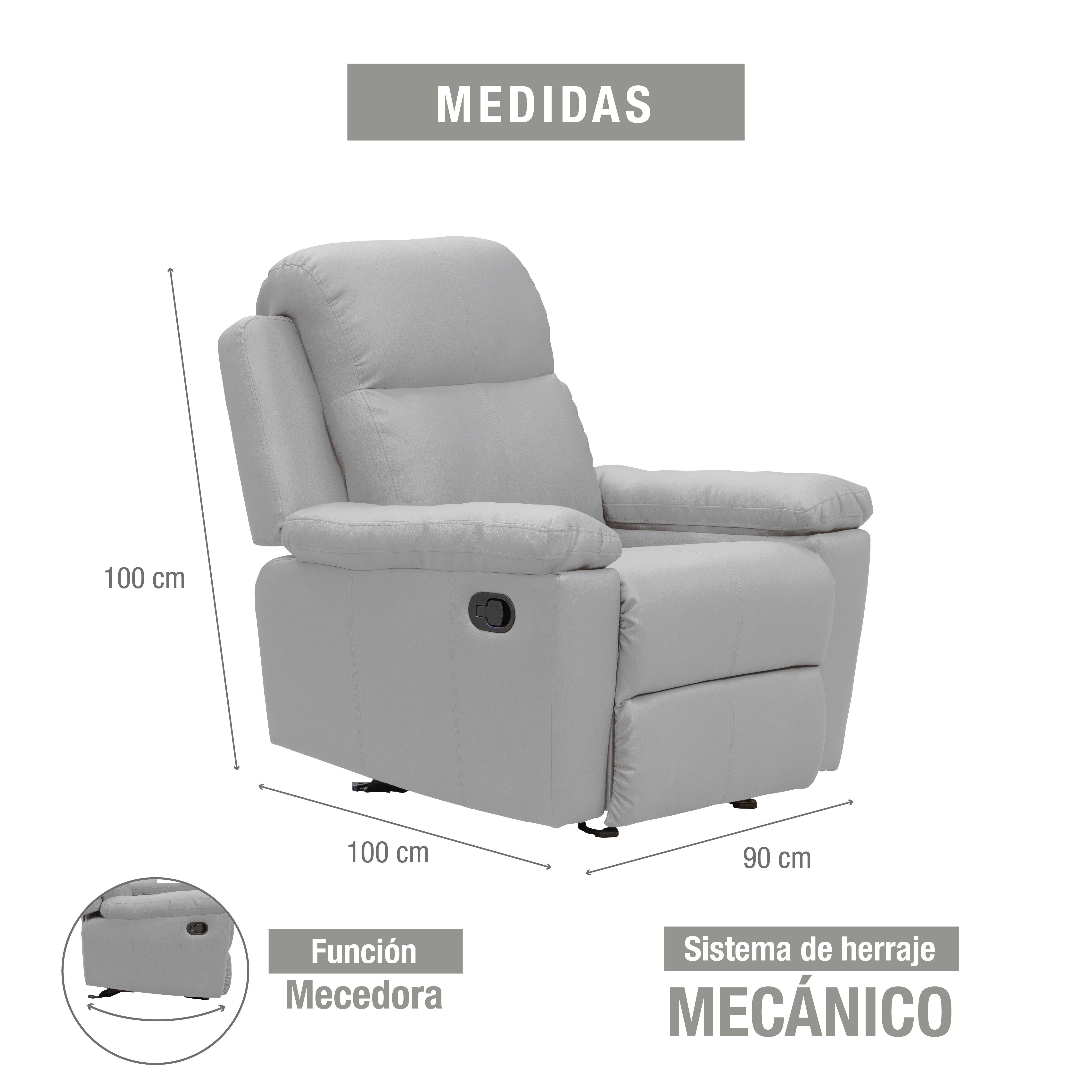 Silla reclinable estática mecedora marsella sintetico gris claro