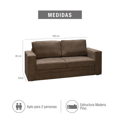 Sofá 2 puestos cusco microfibra taupe