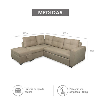 SALA  RINCONERO PRIME + PUFF MICROFIBRA CAMEL (Copia)