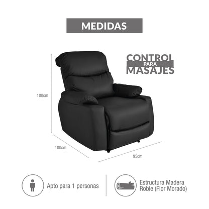 Silla reclinable velara 1 puesto sintetico negro masaje