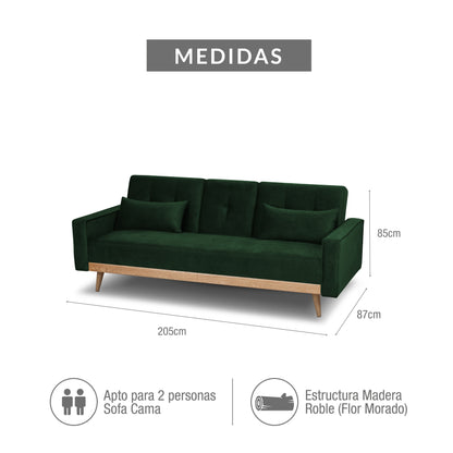 SOFA CAMA DEBBY 2.0 MICROFIBRA ESMERALDA