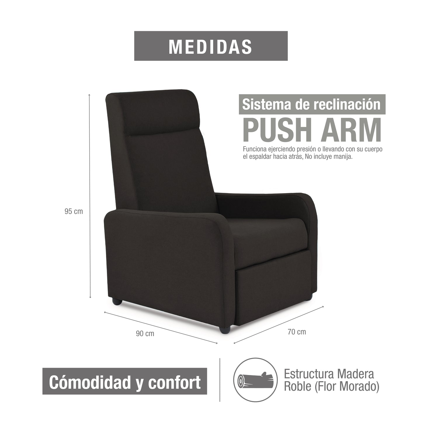 SILLA RECLINABLE PRAXIS MICROFIBRA CHOCOLATE