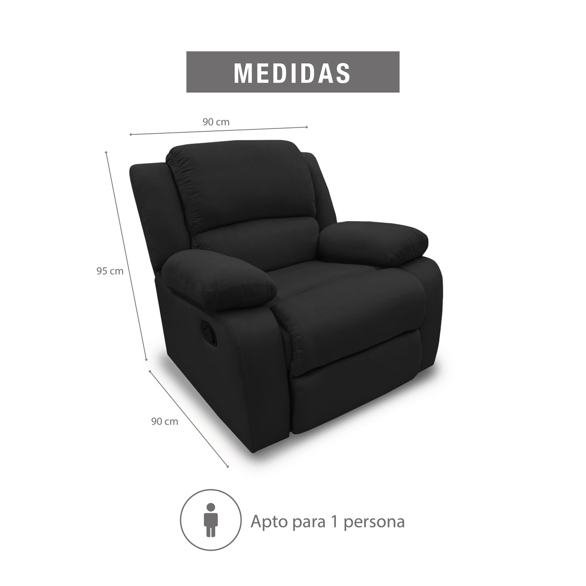 Reclinable Sull estática Microfibra negro