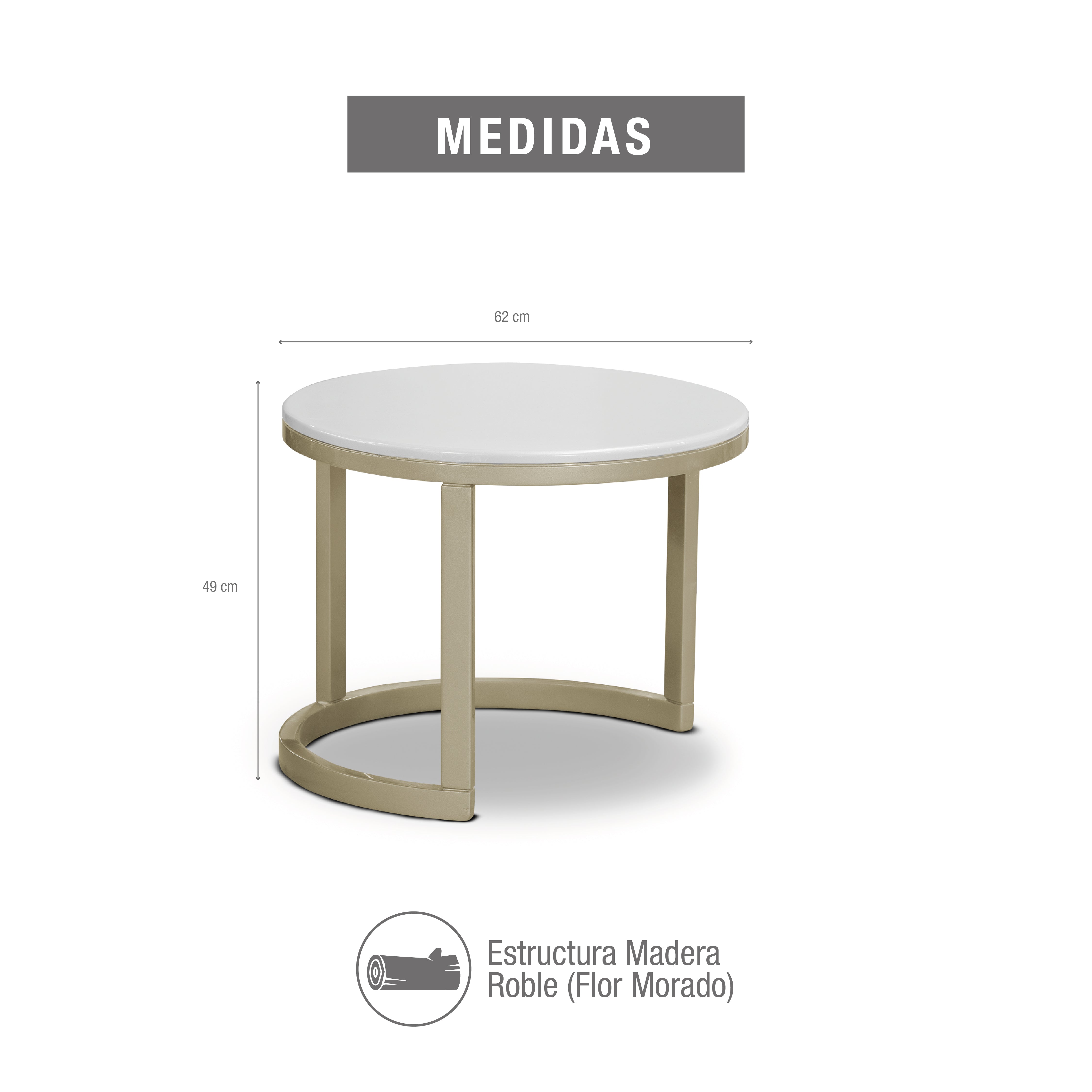 Mesa de centro nova blanco perla champán