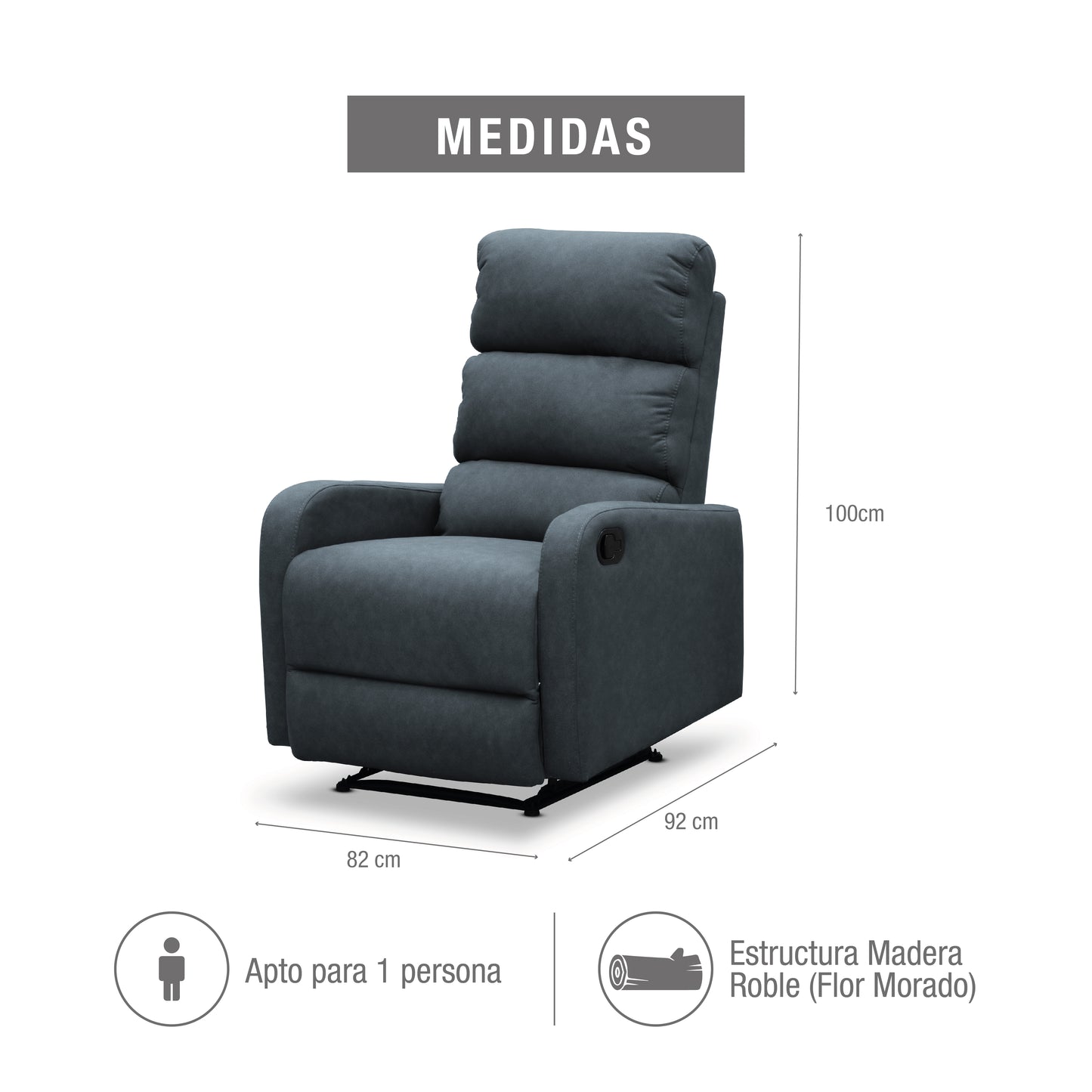 SILLA RECLINABLE ESTÁTICA PEKIN  1 PUESTO  SINTETICO NEGRO