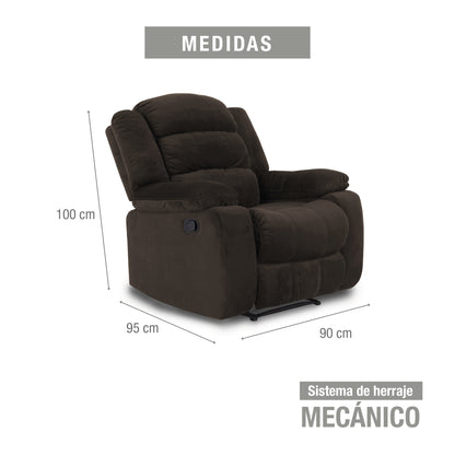 SILLA RECLINABLE DHAKA 1P ESTATICA MICROFIBRA CHOCOLATE