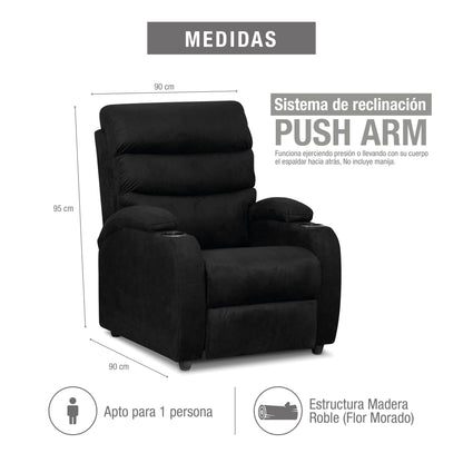 SILLA RECLINABLE TREVI  1 PUESTO  MICROFIBRA NEGRO