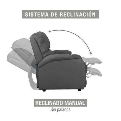 SILLA RECLINABLE AMBER  ESTATICA MICROFIBRA GRIS PLOMO