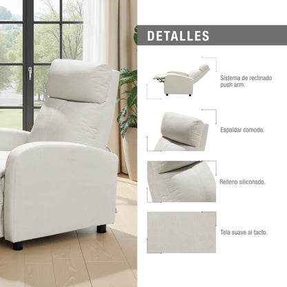 SILLA RECLINABLE DALY ESTATICA MICROFIBRA CRUDO