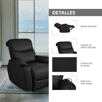 Silla reclinable velara 1 puesto sintetico negro masaje