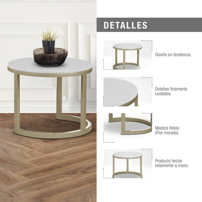 Mesa de centro nova blanco perla champán