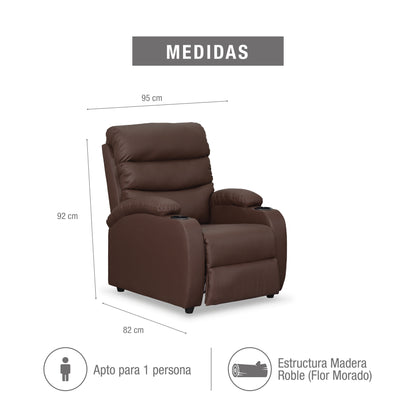 SILLA RECLINABLE TREVI  1 PUESTO  SINTETICO CHOCOLATE