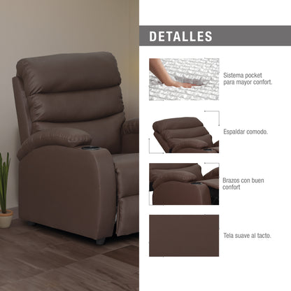 SILLA RECLINABLE TREVI  1 PUESTO  SINTETICO CHOCOLATE
