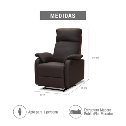 SILLA RECLINABLE VELVET  1 PUESTO SINTETICA CHOCOLATE
