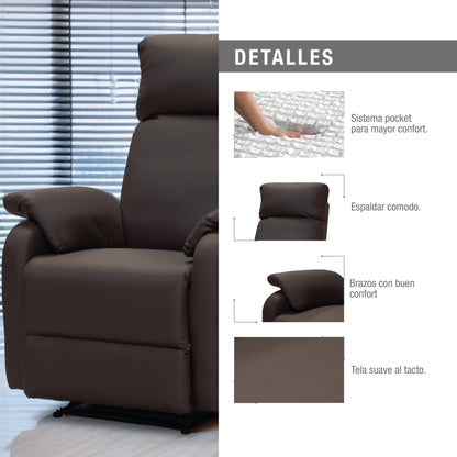SILLA RECLINABLE VELVET  1 PUESTO SINTETICA CHOCOLATE