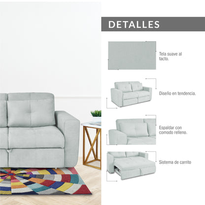 SOFA CAMA BOURBON 1.10  MICROFIBRA GRIS CLARO