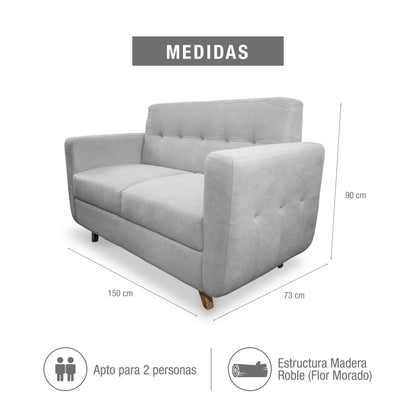 SOFÁ 2 PUESTOS WALCOT   MICROFIBRA GRIS CLARO