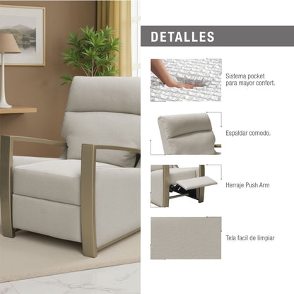 SILLA RECLINABLE FIYI  ESTATICA 1 PUESTO   MICROFIBRA BLANCO