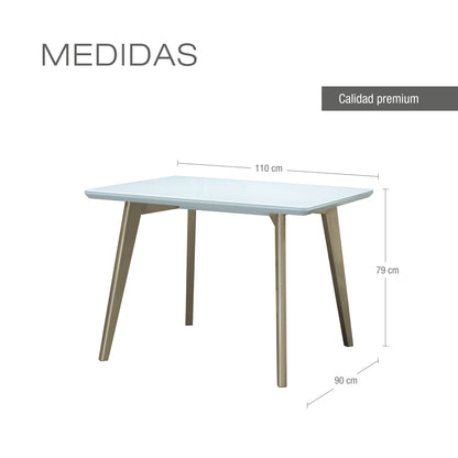 COMEDOR 4 PUESTOS BILBAO MICROFIBRA PERLA CHAMPAN  CRUDO