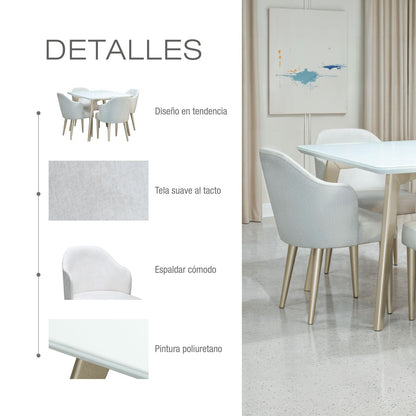 COMEDOR 4 PUESTOS BILBAO MICROFIBRA PERLA CHAMPAN  CRUDO