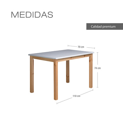 COMEDOR 4 PUESTOS DAYTONA BLANCO NATURAL MICROFIBRA GRIS PLOMO