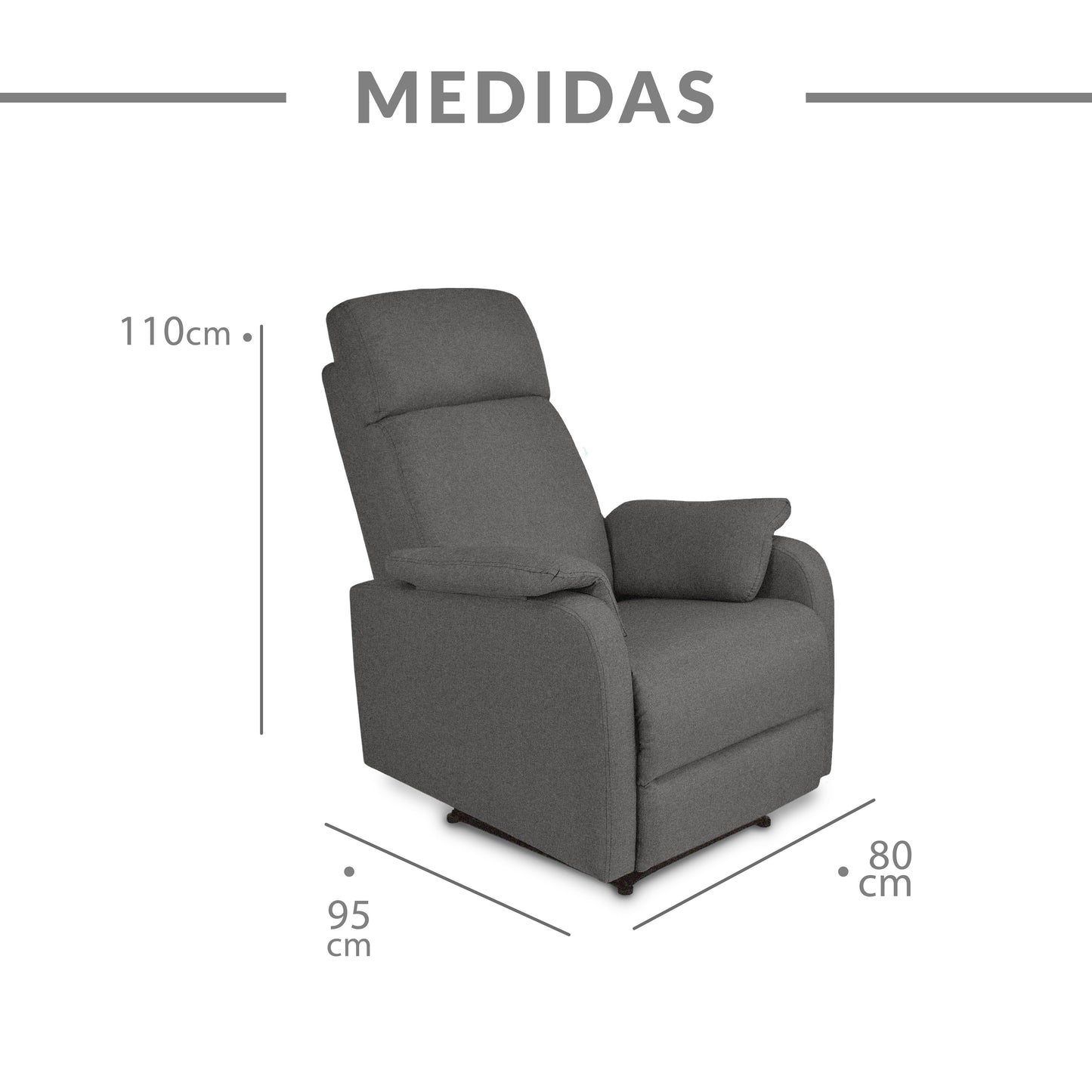 SILLA RECLINABLE VELVET MICROFIBRA GRIS