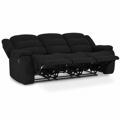 Sofá Reclinable Dhaka 3 Puestos Microfibra negro