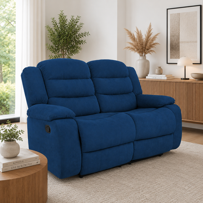 Sofá reclinable grand 2 puestos microfibra azul