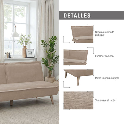 SOFA CAMA TOVIC  MICROFIBRA CAMEL