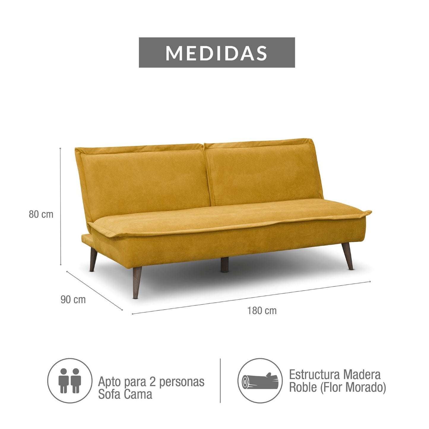 SOFA CAMA DALLAS  MICROFIBRA MOSTAZA