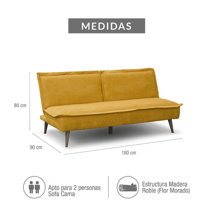 SOFA CAMA DALLAS  MICROFIBRA MOSTAZA
