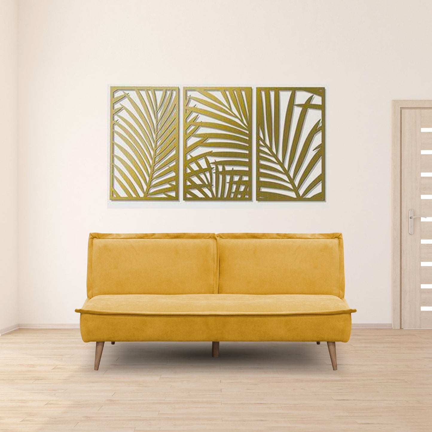 SOFA CAMA DALLAS  MICROFIBRA MOSTAZA