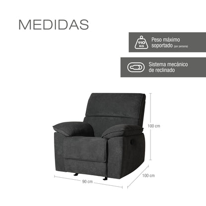Combo Sofá cama Bourbon 140 gris plomo + Rec. Alexa Micf. Gris Plomo