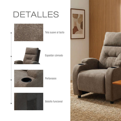 Silla reclinable logan 1 puesto estatico microfibra Taupe